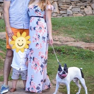 Beautiful shear long dress, cap ruffle sleeves